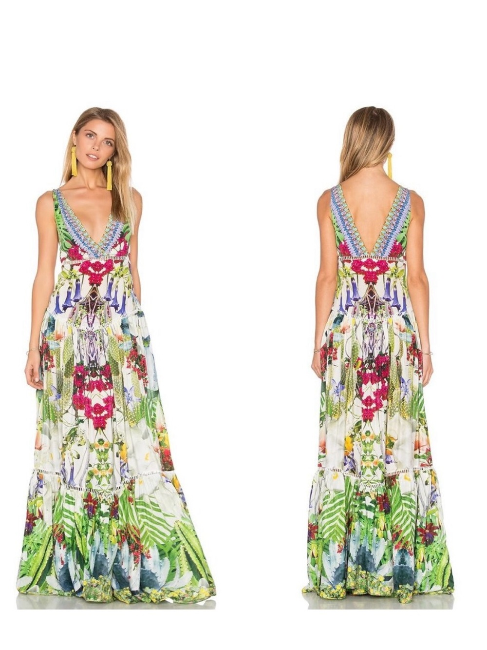 Camilla Tiered Sleeveless Silk Maxi Dress in Exotic Hypnotic US 8 - Picture 1 of 11